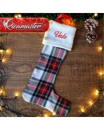 Calza della Befana in Tartan personalizzata quadroni bianchi