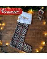 Calza della Befana in Tartan personalizzata righini grigi