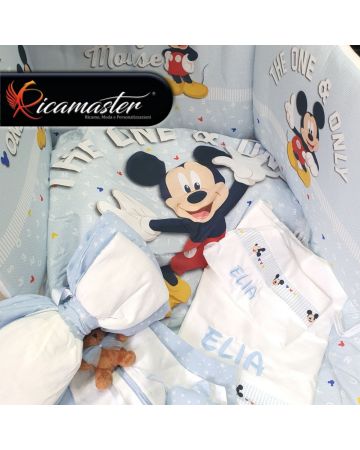 Set Culla personalizzato paracolpi e trapunta Disney Topolino Maschietto